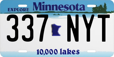 MN license plate 337NYT