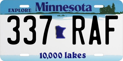 MN license plate 337RAF