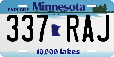 MN license plate 337RAJ