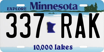 MN license plate 337RAK