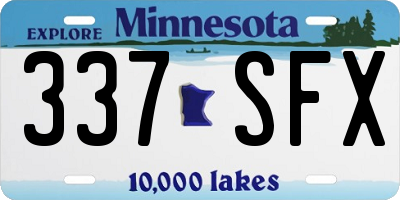 MN license plate 337SFX
