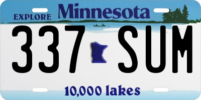 MN license plate 337SUM