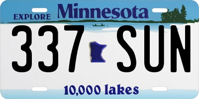 MN license plate 337SUN