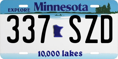 MN license plate 337SZD