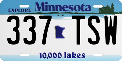 MN license plate 337TSW