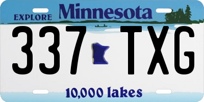 MN license plate 337TXG