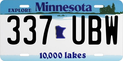 MN license plate 337UBW