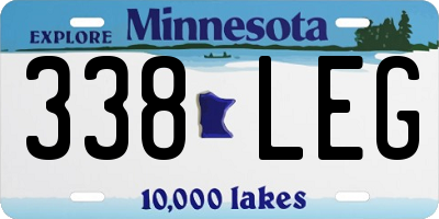 MN license plate 338LEG