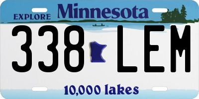 MN license plate 338LEM