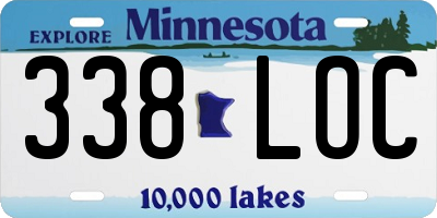 MN license plate 338LOC
