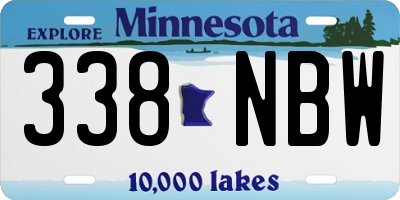 MN license plate 338NBW