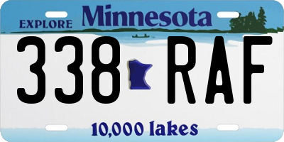 MN license plate 338RAF