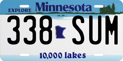 MN license plate 338SUM