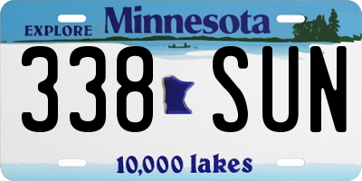 MN license plate 338SUN