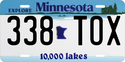 MN license plate 338TOX