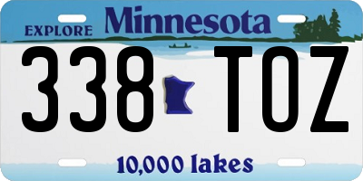 MN license plate 338TOZ