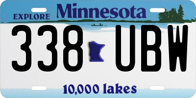 MN license plate 338UBW