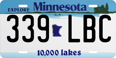 MN license plate 339LBC