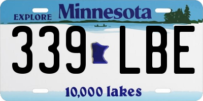 MN license plate 339LBE