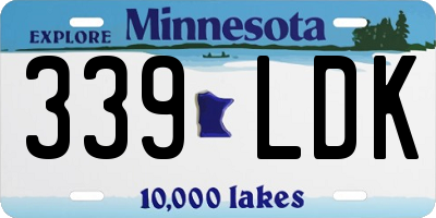 MN license plate 339LDK