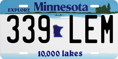 MN license plate 339LEM