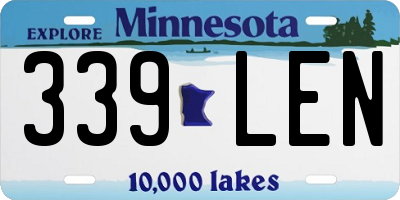 MN license plate 339LEN