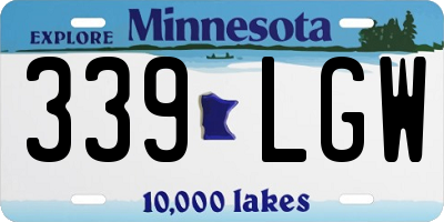 MN license plate 339LGW