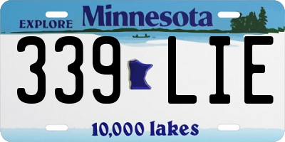 MN license plate 339LIE