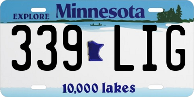 MN license plate 339LIG