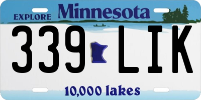 MN license plate 339LIK