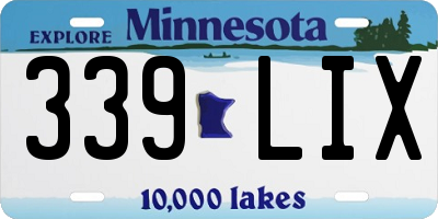 MN license plate 339LIX