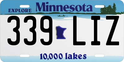 MN license plate 339LIZ
