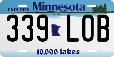 MN license plate 339LOB