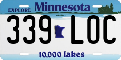 MN license plate 339LOC