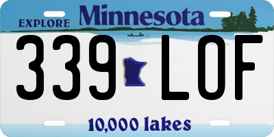 MN license plate 339LOF