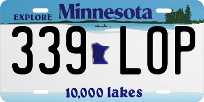 MN license plate 339LOP