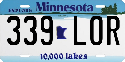 MN license plate 339LOR