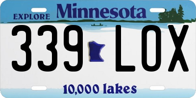 MN license plate 339LOX
