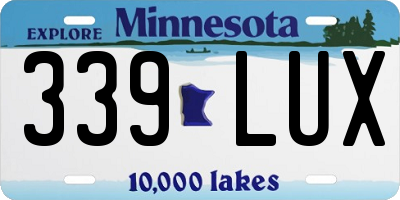 MN license plate 339LUX