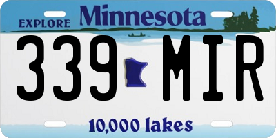 MN license plate 339MIR