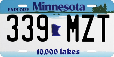 MN license plate 339MZT