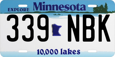 MN license plate 339NBK