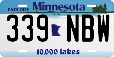 MN license plate 339NBW