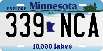 MN license plate 339NCA