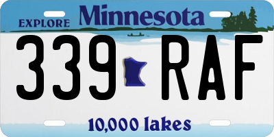 MN license plate 339RAF