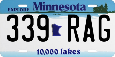 MN license plate 339RAG