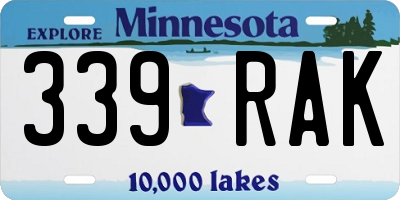 MN license plate 339RAK