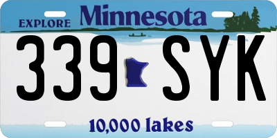 MN license plate 339SYK
