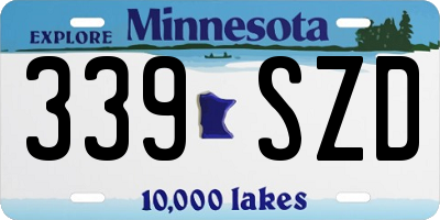 MN license plate 339SZD