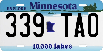 MN license plate 339TAO